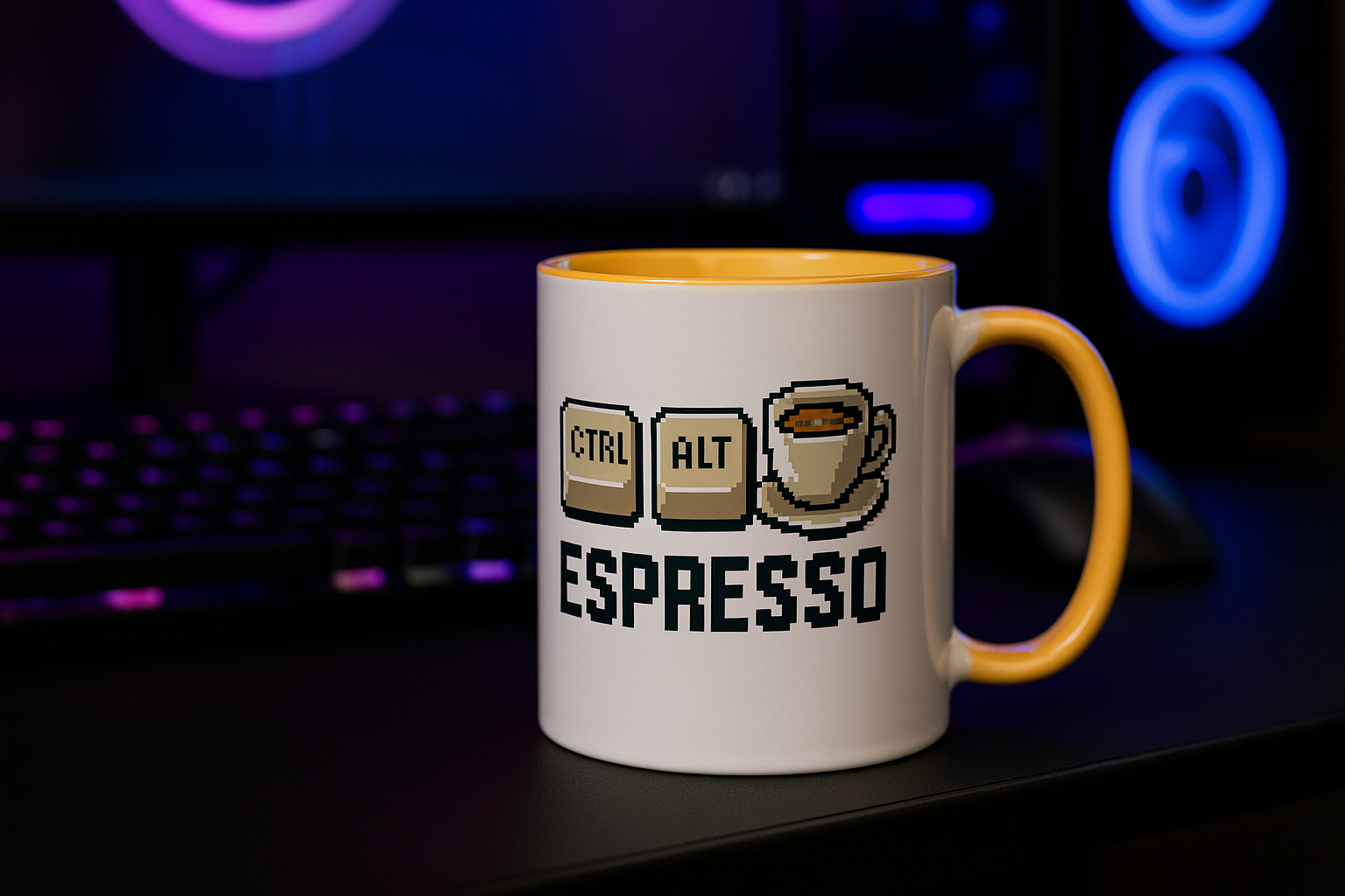 Ctrl Alt Espresso – Developer & Gamer Pixel Art Mug