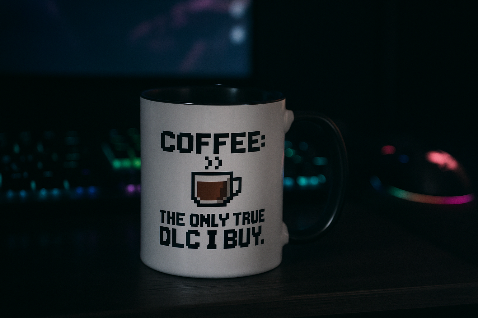Gaming coffee mug gift – coffee the only true DLC I buy design