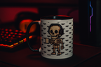 Skeleton pixel art mug gift for gamers – spooky Halloween vibes