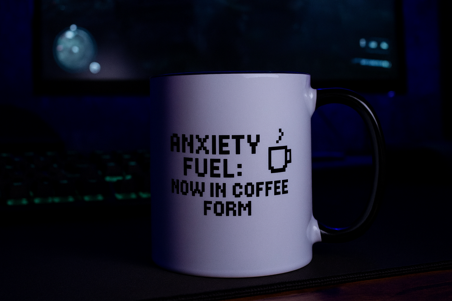 Anxiety fuel coffee mug – fun gift for coffee lovers and overthinkers