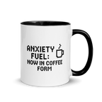 Anxiety fuel now in coffee form mug – funny retro pixel art coffee cup