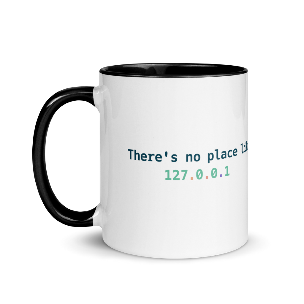 Funny programmer mug – 127.0.0.1 localhost text coffee cup