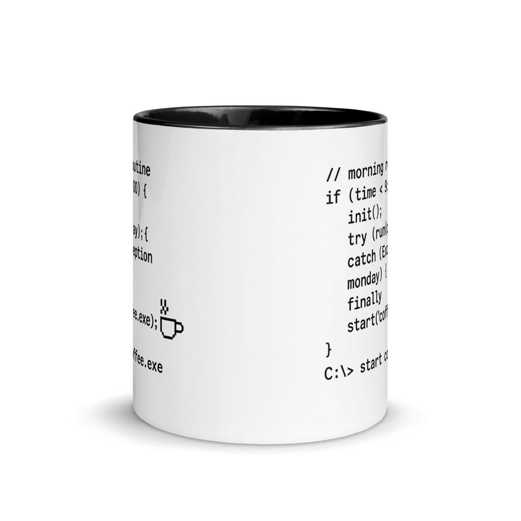 Funny programming mug with start coffee.exe text – coder gift