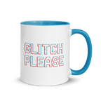 Glitch please mug – funny gamer coffee cup with retro glitch text