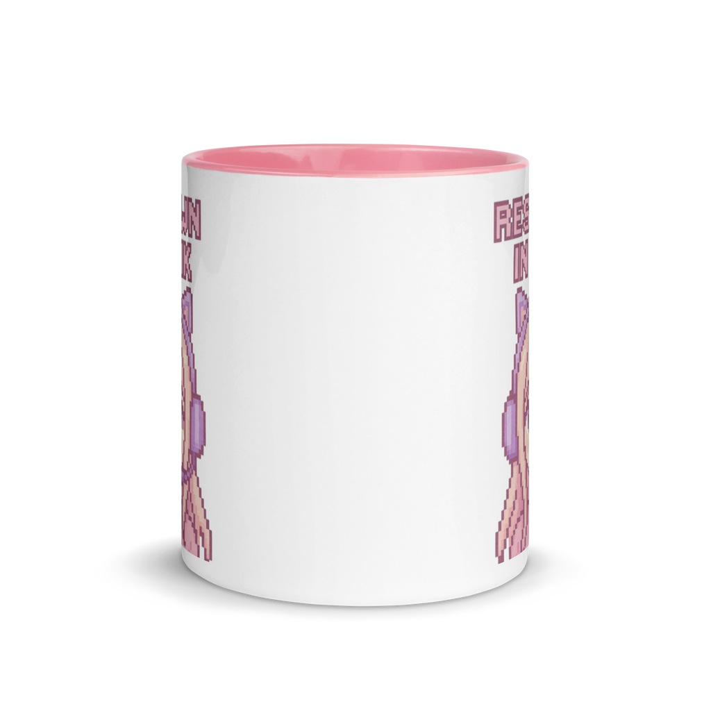 Pixel art gamer girl mug with cat-ear headphones