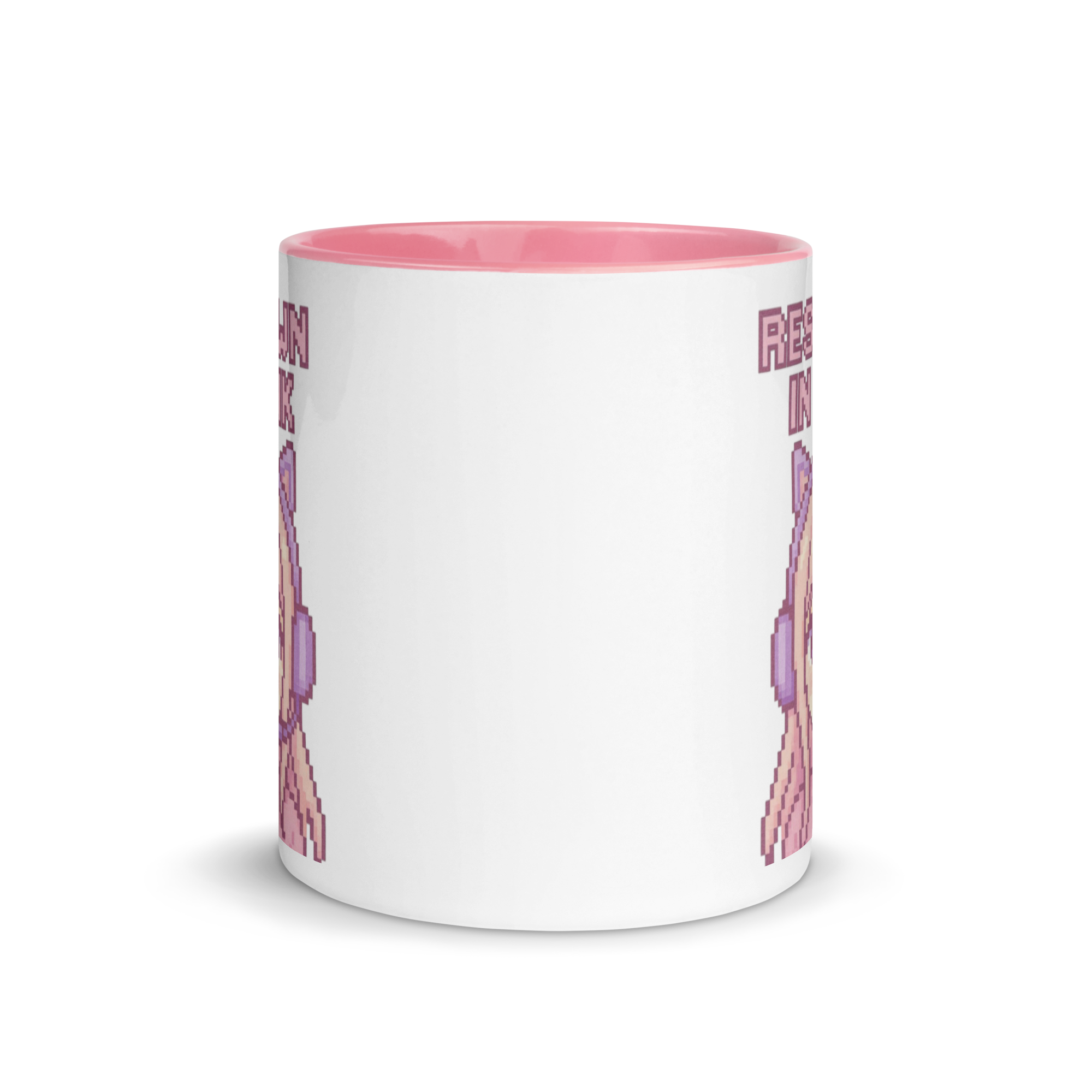 Pixel art gamer girl mug with cat-ear headphones
