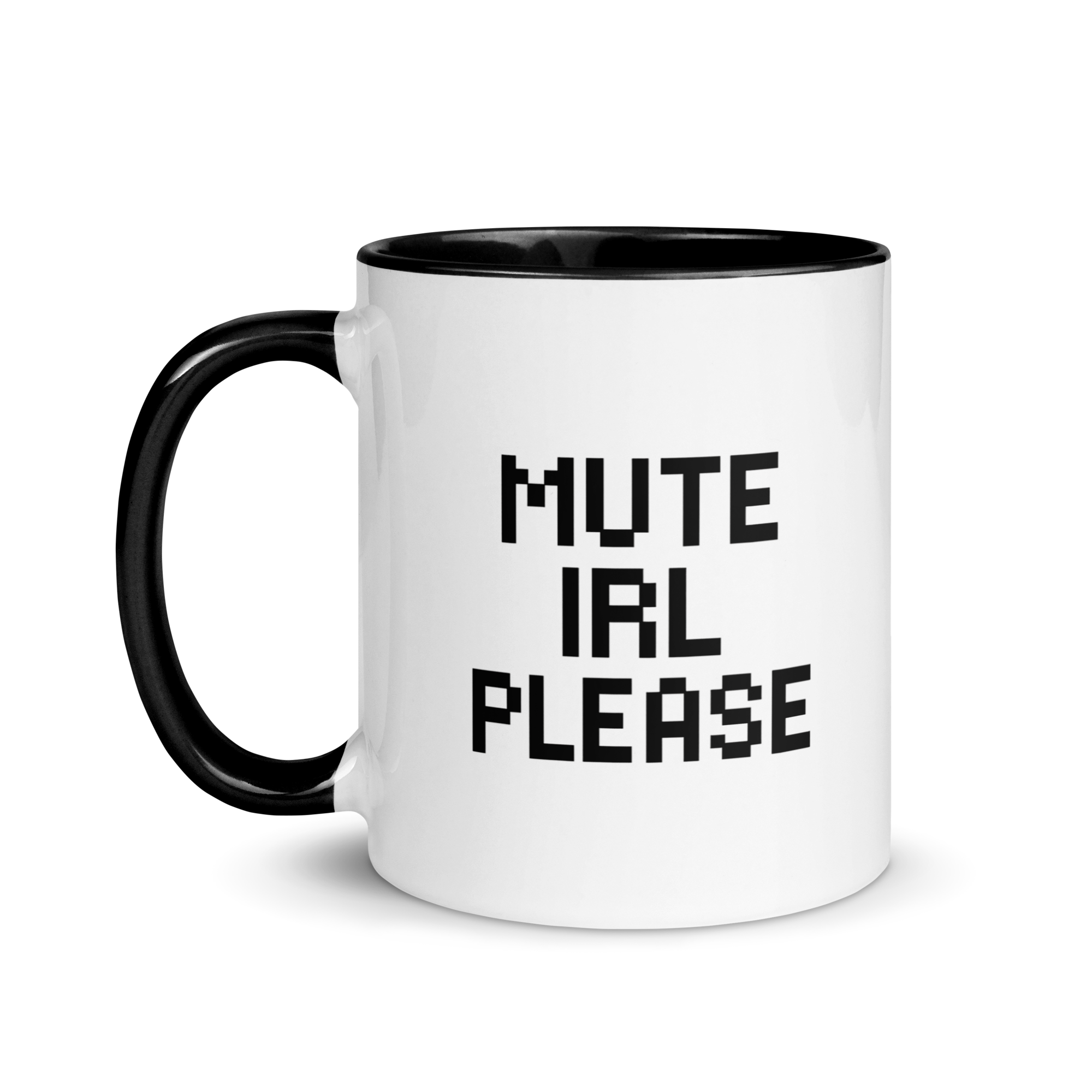 Funny gamer coffee mug – mute IRL please quote design