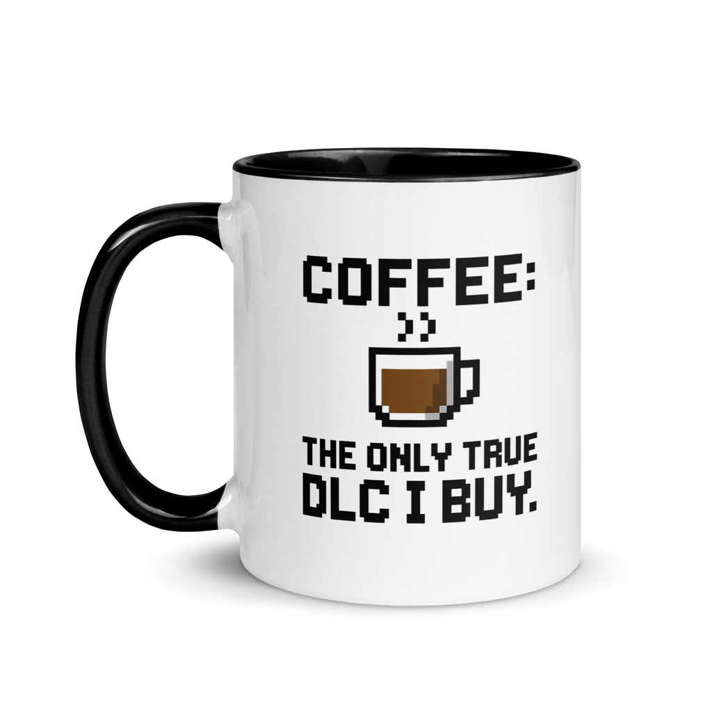 Funny gaming mug with coffee quote – the only DLC I buy design