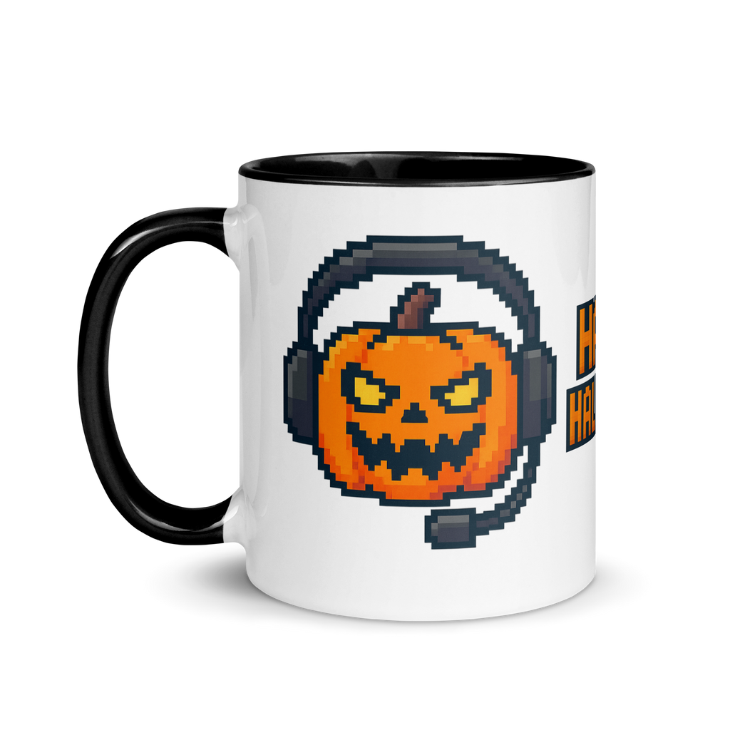 Spooky pumpkin gamer mug – perfect Halloween gift in pixel art