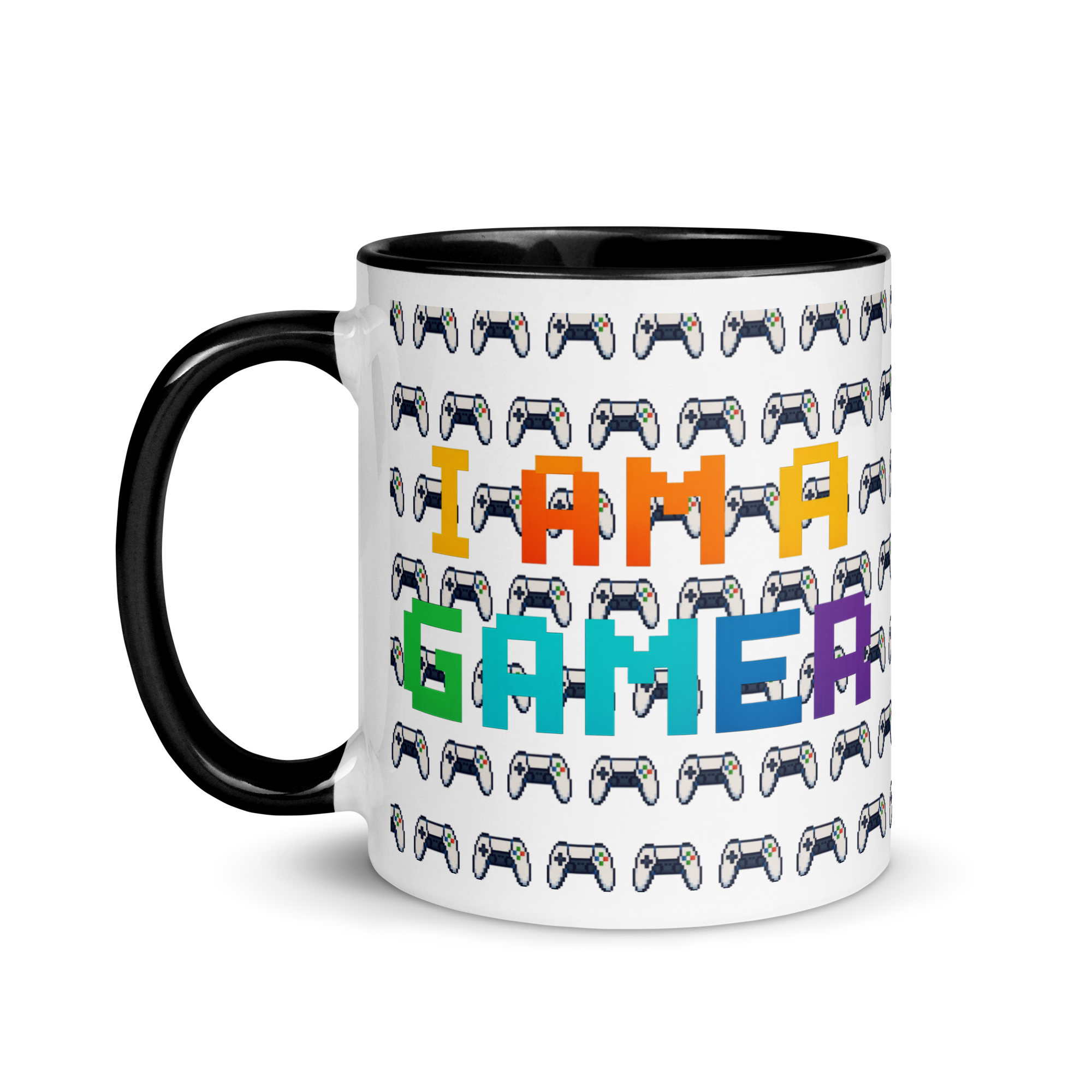 I Am a Gamer pixel art mug – colorful retro coffee gift for gamers