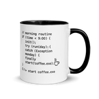 Start coffee.exe mug – funny developer coffee cup with code design