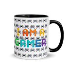 Pixel art gamer coffee mug with controller pattern – fun gaming gift idea