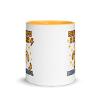 Gamer coffee mug with pixel art banana design – need my energy quote