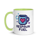 Developer coffee mug with respawn fuel pixel art design