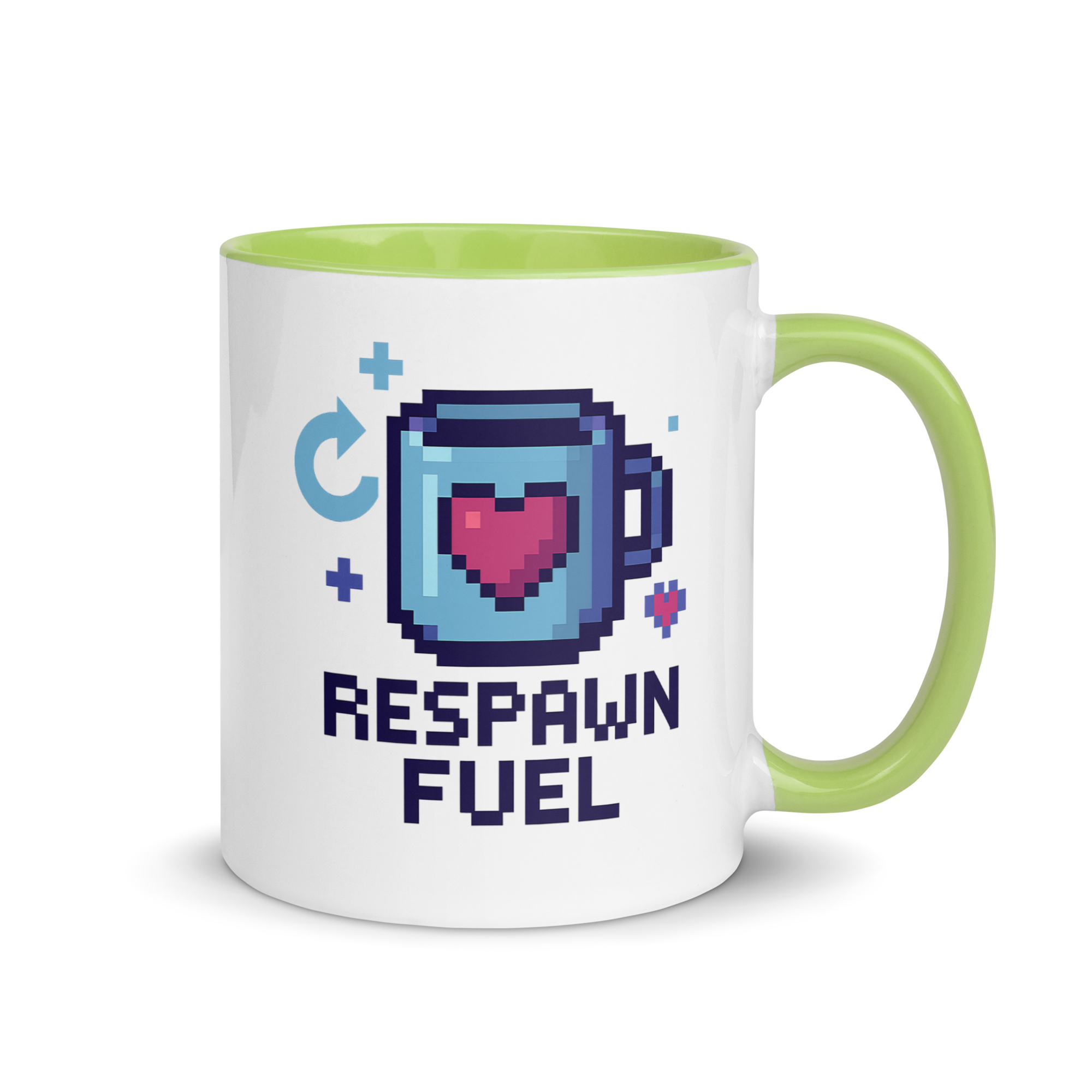 Respawn fuel pixel art mug – funny developer coffee cup design