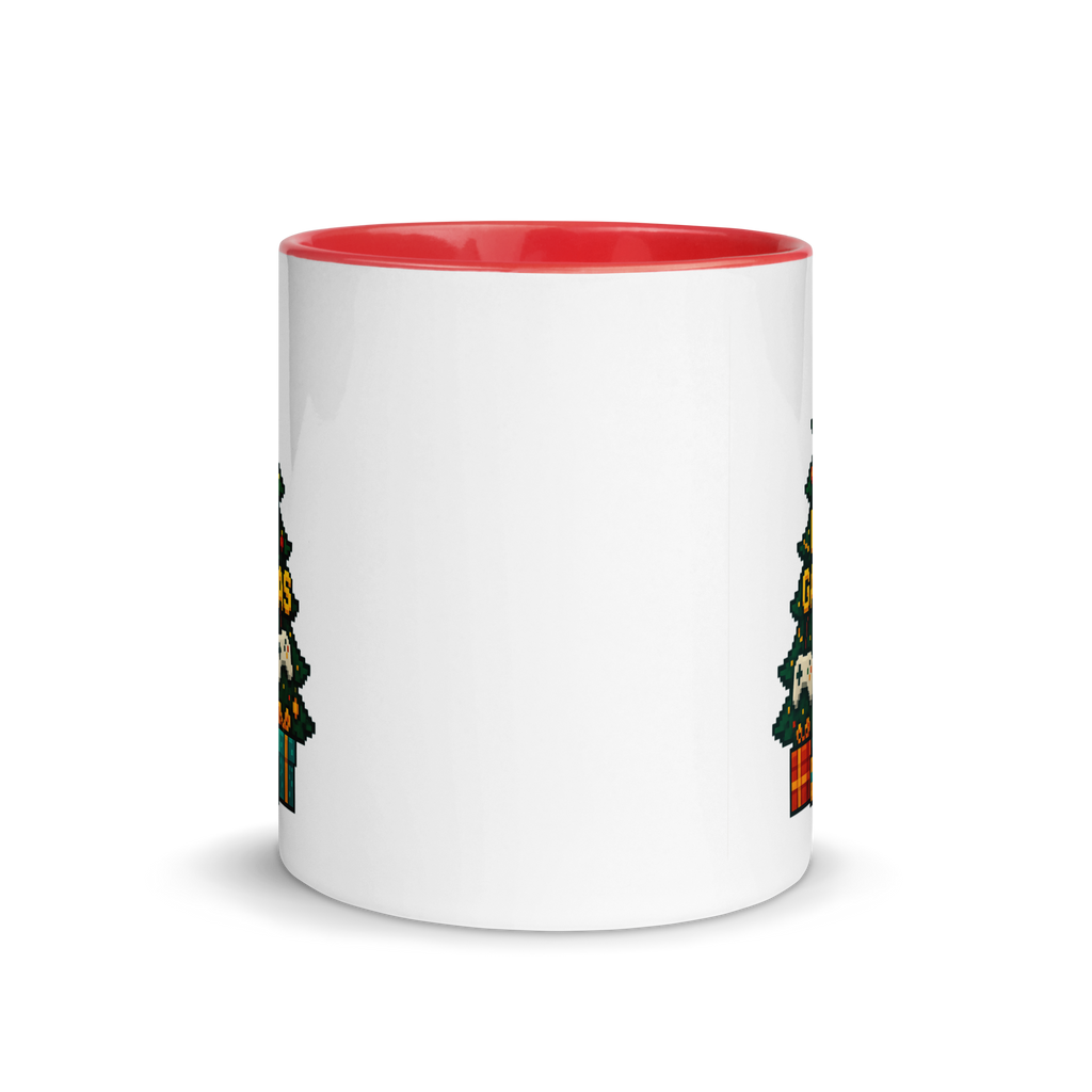 Christmas pixel art mug with gaming tree and controllers – Merry Game-Mas design