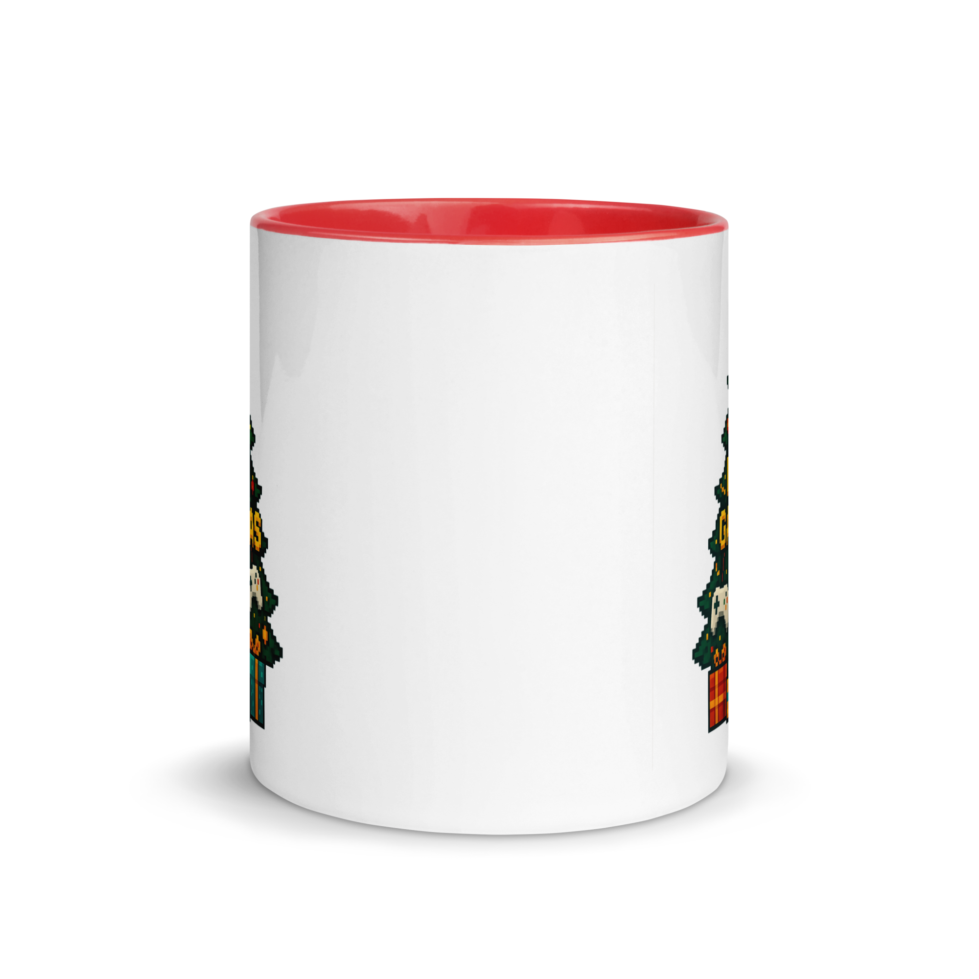 Christmas pixel art mug with gaming tree and controllers – Merry Game-Mas design