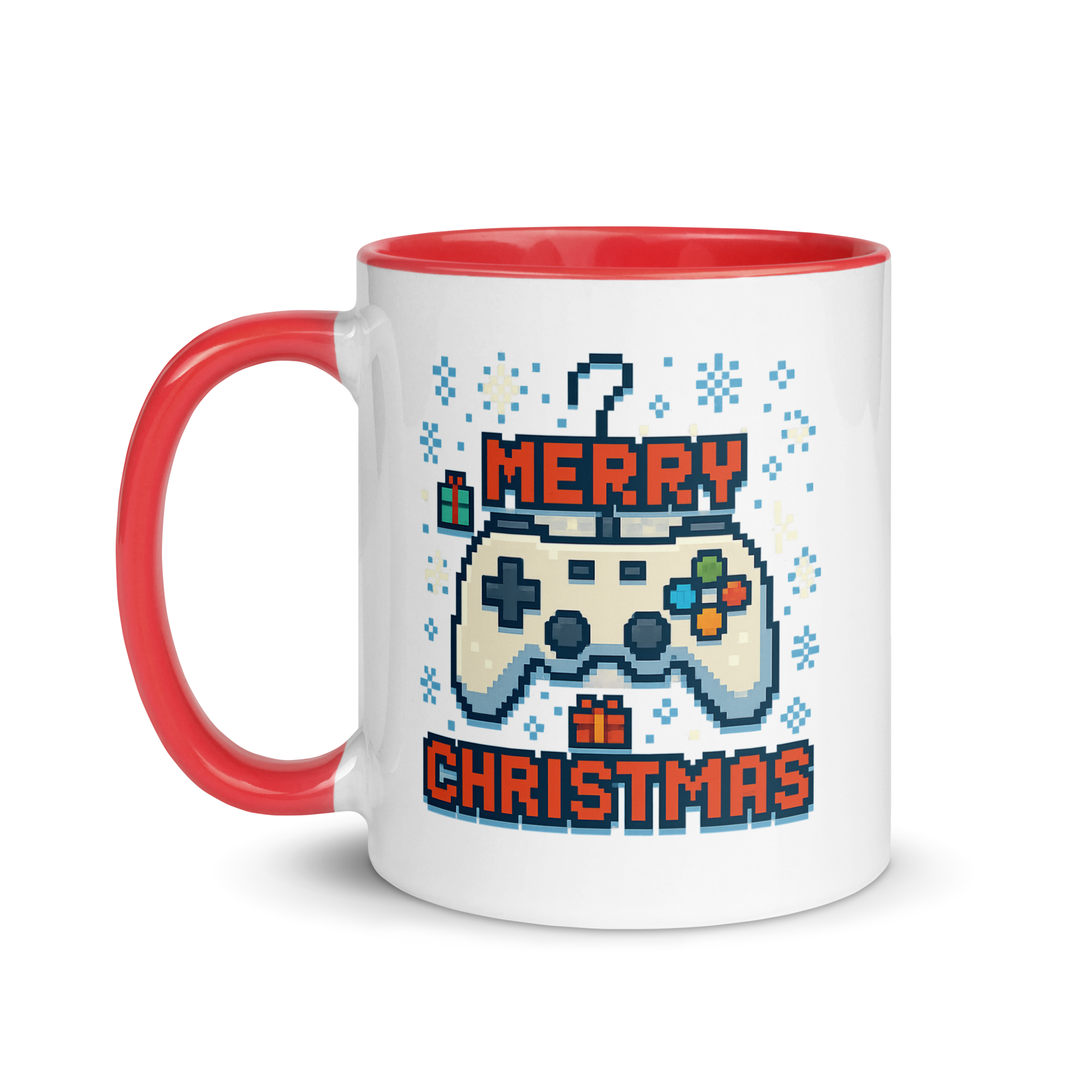 Christmas gamer mug in pixel art style – perfect holiday coffee cup gift
