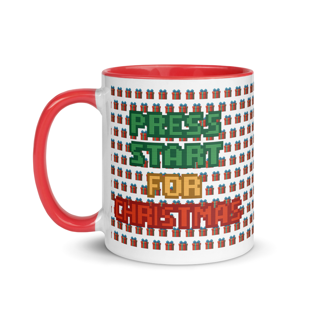 Retro pixel art Christmas mug for gamers – perfect holiday gift idea