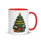 Merry Game-Mas pixel art mug – festive Christmas gamer gift idea